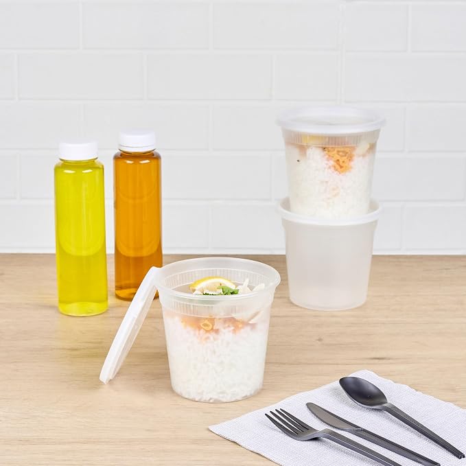 Restaurantware-Asporto 24 Ounce To Go Boxes, 25 Microwavable Round Soup Containers - Clear Plastic Lids Included, Do Not Contain BPA, Clear Plastic Catering Food Containers, Disposable - Image 3