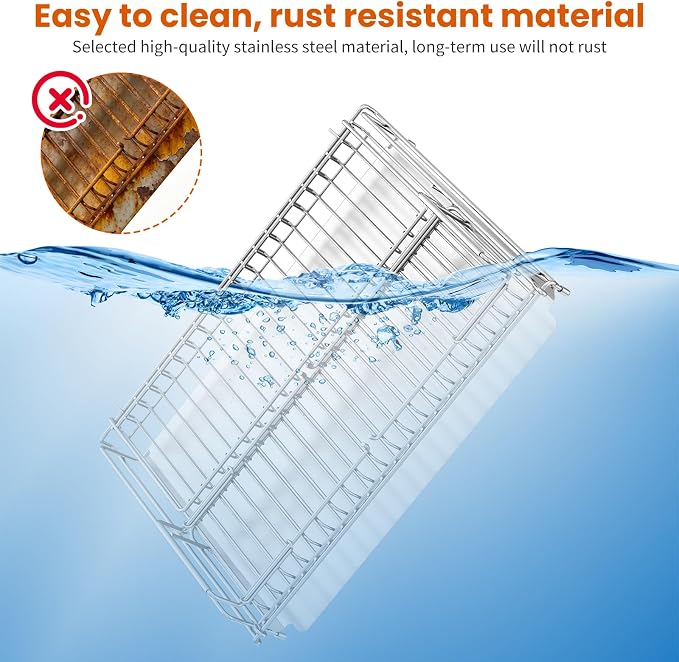 Dish Drying Rack Stainless Steel Expandable Large | Dish Drainer for Kitchen Counter with Stainless Drain Board Rustproof Collapsible Space Saving - Image 8