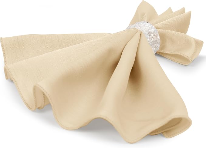 17 x 17-Inch Shantung Satin Cloth Napkins, Ivory Set of 12 | Bulk Case of 1 Dozen, Square, 100% Polyester Fabric, Reversible, Faux Dupioni Silk Reverse Side, Machine Washable - Image 7