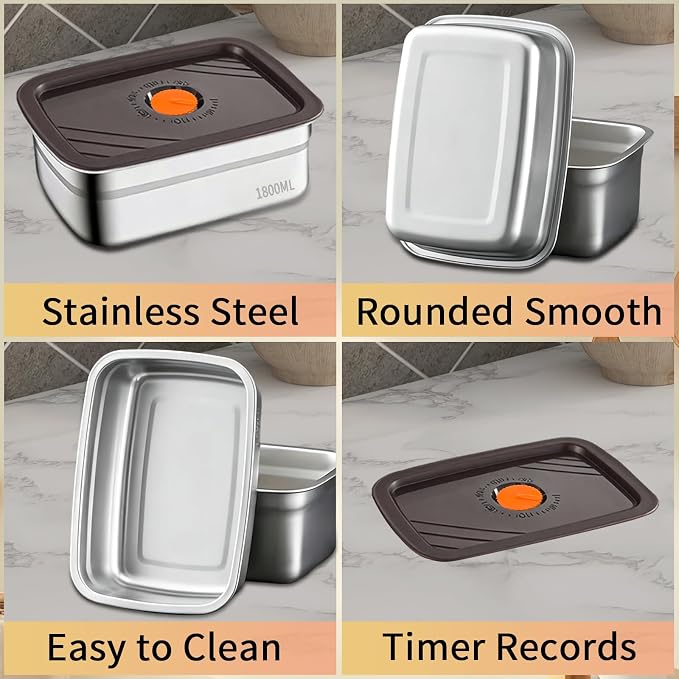 10 Pack 63oz Stainless Steel Food Storage Containers with Lids | Reusable Leak Proof Meal Prep Box BPA-Free Stackable Metal Lunch Box for Home Camping & Outdoor Use - Image 5