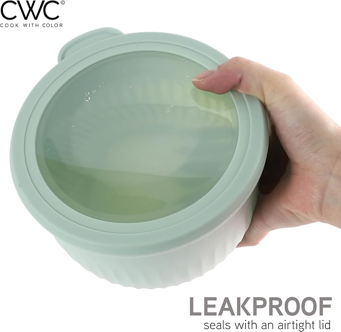 COOK WITH COLOR Prep Bowls with Lids- Wide and Deep Nesting Plastic Small Mixing Bowl Set with Lids, 8 Piece Set - Deep Bowls, Sage - Image 7
