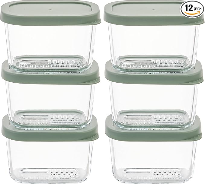Glass Food Storage Containers with Lids — 12 Piece — 10.5 oz Glass with BPA-Free Leakproof Stackable Lids — Microwave, Oven & Dishwasher Safe — Ideal for Meal Prep & More - Soft Sage by DuraLiving