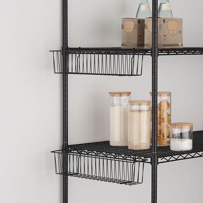 TRINITY 21-Inch Metal Hanging Basket to Use With Shelf Units and Storage Racks for Garage, Kitchen, and Closet Organization, NSF Certified, 20 Pound Capacity, Black, 2-Pack - Image 6