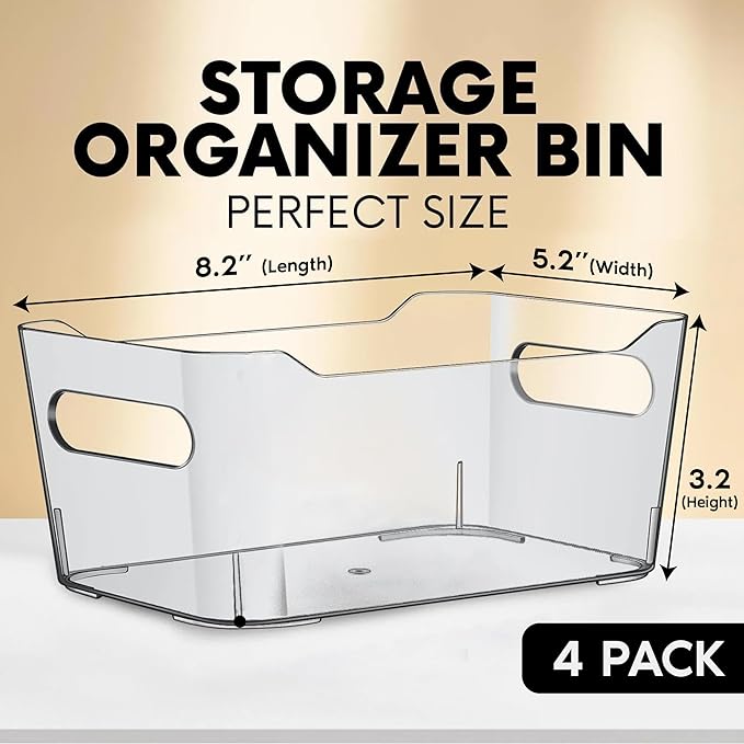 CONTROL KITCHEN Small Clear Plastic Storage Bins, Perfect for Organization or Pantry and, Fridge Organizer, Cabinet Organizers - Image 2