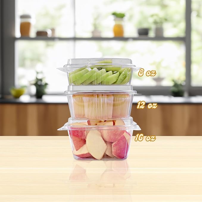 8oz Tall Dome RPET Clear Hinged Lid Deli Container- 200Pcs - Image 5