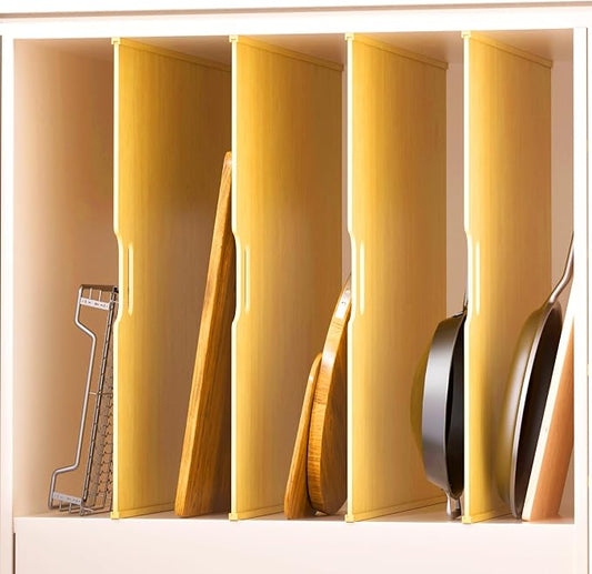 4 Set Trim-to-Fit Wood Tray Dividers for Cabinet, Cookie Sheet Organizer, Multi Layer Embedded Plug-in Board Storage, Cuttable DIY Storage Divider Insert for Kitchen Bedroom Cabinet Closet by Sawjut
