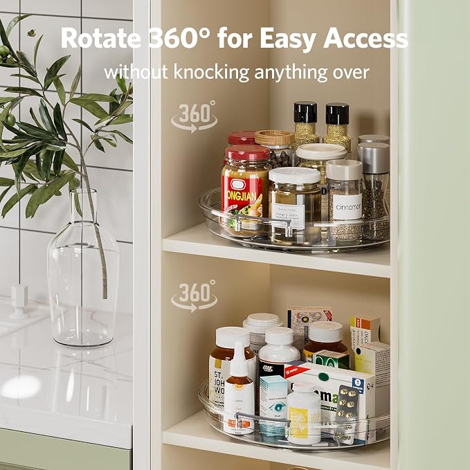 LAMU 4 Pack 10.6in Lazy Susan Organizer, Clear Lazy Susan Turntable for Cabinet, Refrigerator, Table Top, Kitchen, Bathroom, Pantry Organizers and Storage - Image 3