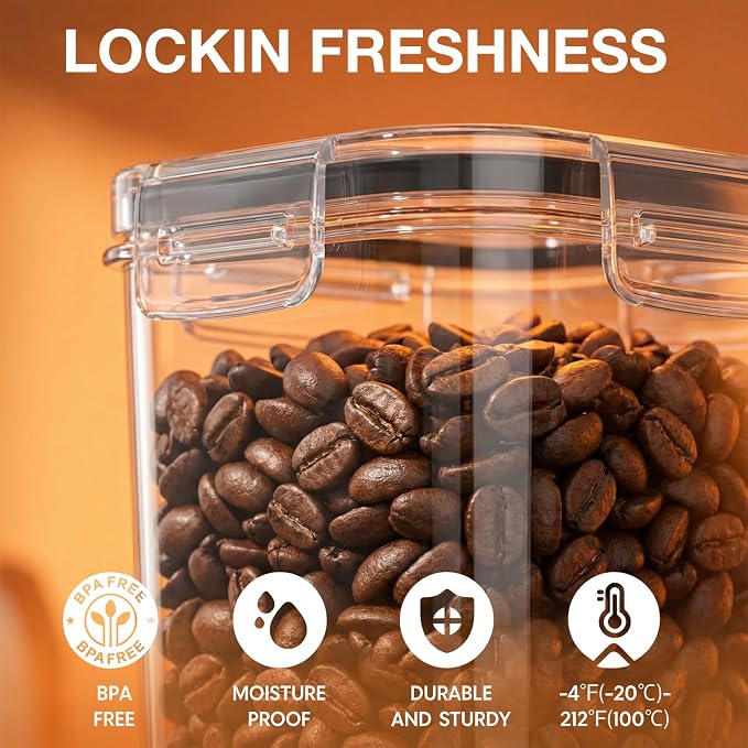 48PCS Airtight Plastic Food Containers with Lids(24 Lids &24 Containers) | 24 Labels & Marker, Stackable and reusable cereal containers storage, for flour, dry food canisters and pantry organization - Image 6