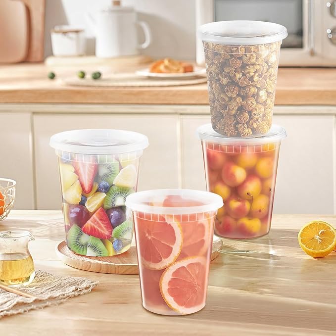 40 Pack 32oz Food Storage Containers with Airtight Lids Freezer Safe for Meal Prep Soup Slime Reusable for Lunches Leftovers Takeout BPA-Free Leakproof Stackable Microwave Dishwasher - Image 5