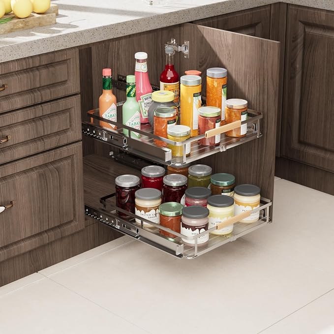 11.8~18"x17.3" Pull Out Cabinet Organizer，2Pack Expandable Sliding Cabinet Shelves，Side Mounting - Image 7