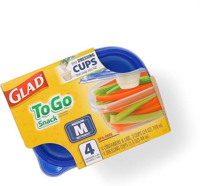 Glad GladWare To-Go Medium Rectangle Snack Containers, 24 Oz, 4 Count, 6-Pk | BPA-free plastic, tight seal, microwave and dishwasher safe, meal prep and lunches - Image 3