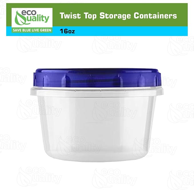 [20 PACK] 16 oz Twist Top Storage Deli Containers - Airtight Reusable Plastic Food Storage Canisters with Twist & Seal Lids, Leak-Proof - Meal Prep, Lunch, Togo, Stackable, BPA-Free Snack Containers - Image 3