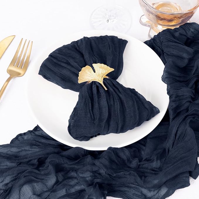 DeZerlor Navy Blue Washable Cheesecloth Napkins Set of 50 for Party | Reusable Cloth Napkins Bulk, for Wedding Bridal Baby Shower Dinner Cocktail Birthday Home, 21x21 Inches - Image 3