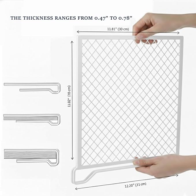 Nexu 6-Pack Metal Mesh Shelf Dividers for Closet Organization, Ultra-Stable Under-Shelf Hook Closet Dividers, Heavy Duty Purse, Handbag & Bag Organizer for Shelving, Clothes, Bedroom, White - Image 3