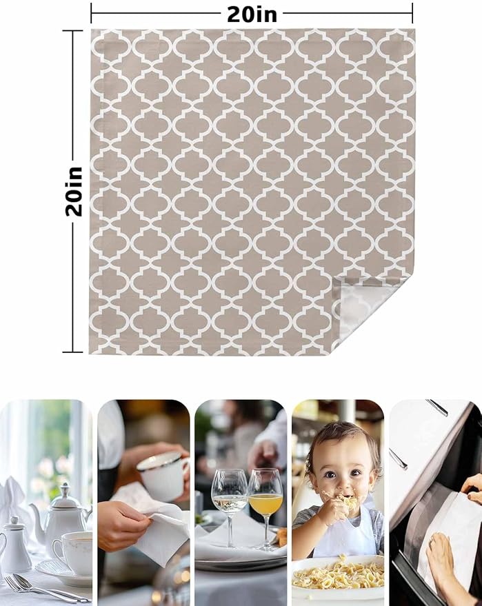 Cloth Napkins Set of 2-20x20 Inches, Beige Moroccon Washable Reusable Table Napkins, Farmhouse Minimalist Abstract Geometric Soft & Absortbent Dining Napkin for Party Wedding Hotel Restaurant - Image 5
