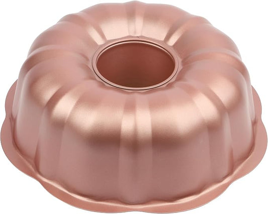 David Burke 9" Fluted Bake Pan – Carbon Steel Bundt Cake Pan – Rose Gold by David+Burke