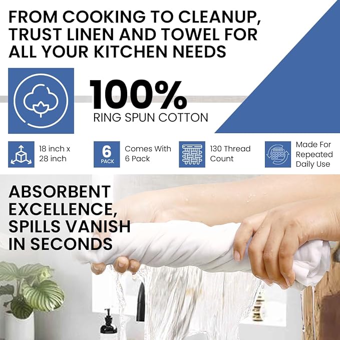 Flour Sack Towels - 100% Cotton Tea Towels for Crafts, Dish Towels for Kitchen, Embroidery, Cleaning, Baking (Pack of 6) - 18"x 28" | Tea Towels for Baking sourdough | Tortilla Towel - Image 8