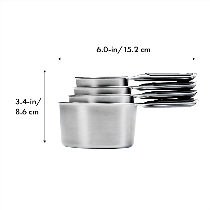 OXO Good Grips 3-Piece Angled Measuring Cup Set, 4-Piece Stainless Steel Measuring Spoons & Cups, Black - Image 7