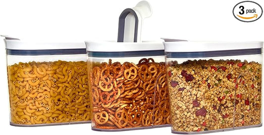 Felli Airtight Cereal Containers 2.6 Qt, Stackable BPA-Free Acrylic Cereal Dispenser with Flip-Top Lid, Small Dry Food Storage for Oats, Granola, Rice (Small 2.6 Qt - 3pk) by Felli