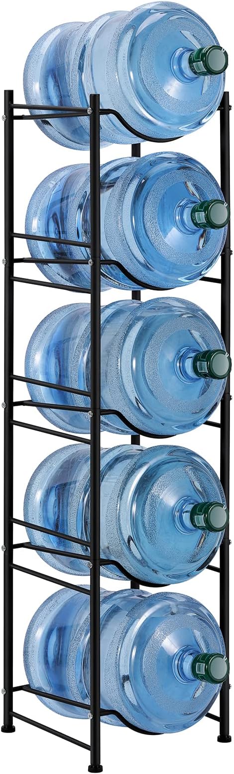 smusei 5 Gallon Water Bottle Holder - 5 Tier Detachable Cooler Jug Holder Storage Rack - Heavy Duty Gallon Jug Organizer for Home, Kitchen, Office, Breakroom - Black by smusei