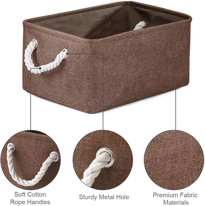 WarmHome Fabric Storage Bin Shelf Basket for Home, Closet(Brown-3 Pack, 13.8L9.8W6.7H) - Image 6