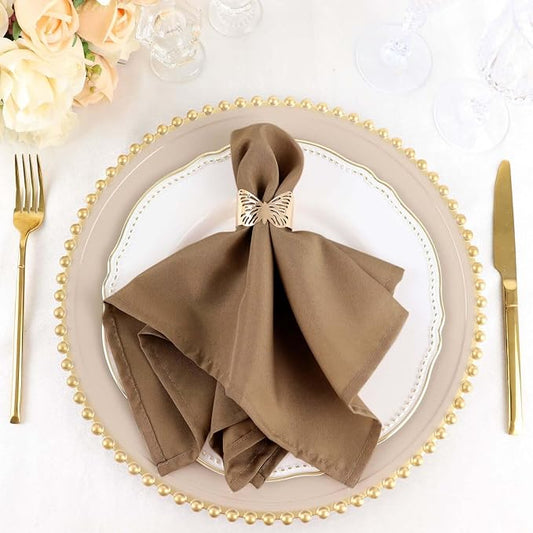 Efavormart Premium Cloth Napkins Set of 5, 17x17 Inch Taupe Seamless Dinner Napkins, Washable Linen Table Napkin Cloth with Hemmed Edges for Weddings, Party and Banquet by efavormart
