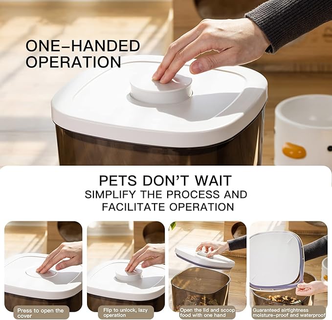 22-25 Lbs Rice Dispenser Storage Container | 10l /10.5 Qt Capacity, With Measuring Cup & Cleaning Brush, Kitchen Pantry Cereal & Pet & Laundry Pod Bin - Image 3