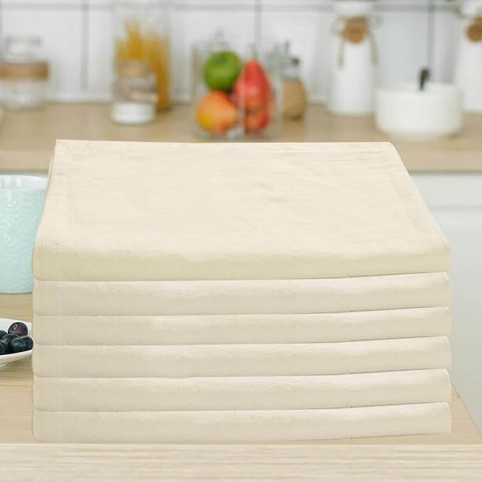 Urban Villa Kitchen Towels Cotton Dish Towels 27”x27” (Set of 8) Ivory - Image 6