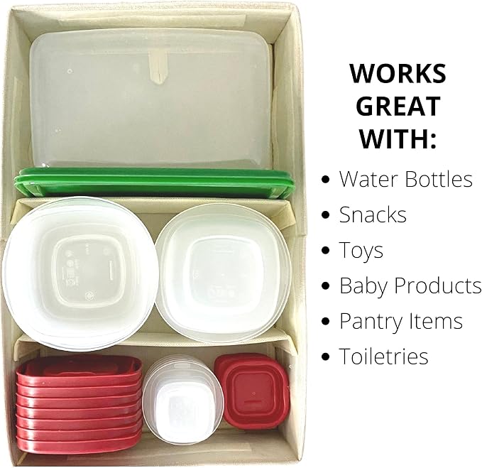 Food Storage Container Organizer 2pc - Lid Organizer Box - Adjustable Kitchen Organizing Box - Compatible with Tupperware Glad Rubbermaid Ziploc Containers - Drawers and Cabinet Organization (2) - Image 6