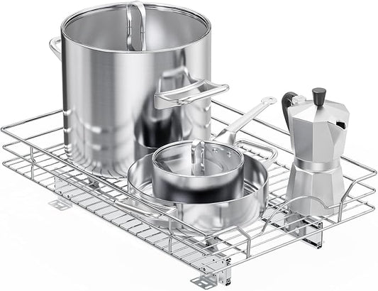 ROOMTEC Pull Out Cabinet Organizer - 14" W x 21" D, Slide Out Kitchen Cabinet Storage Shelves, Fits 15.5" Opening by ROOMTEC