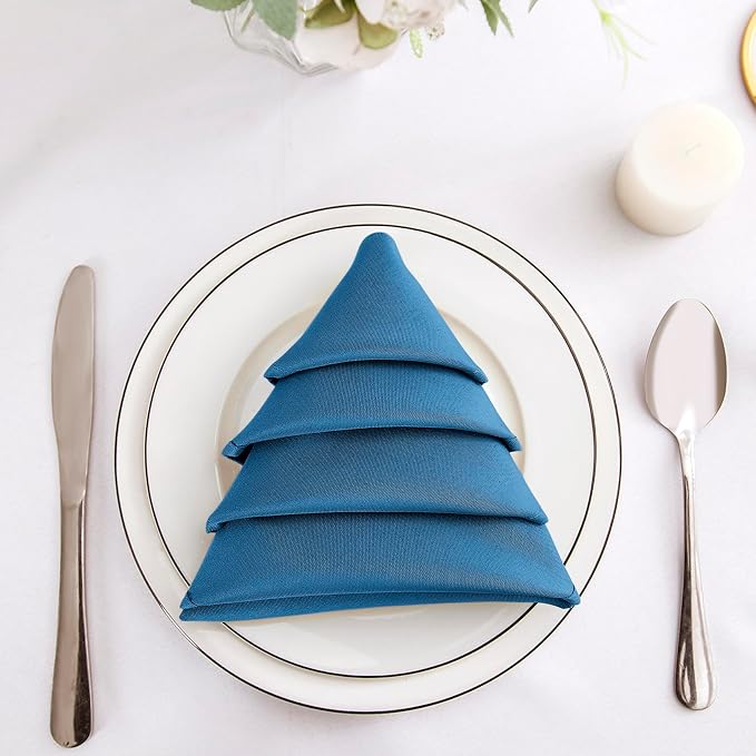 Bailarina Cloth Napkins Set of 120,17x17 inches Dinner Napkins Cloth Washable,Polyester Square Table Cloth Napkin Bulk with Hemmed Edges Ideal for Banquets, Parties and Weddings-Mediterranean Blue - Image 3