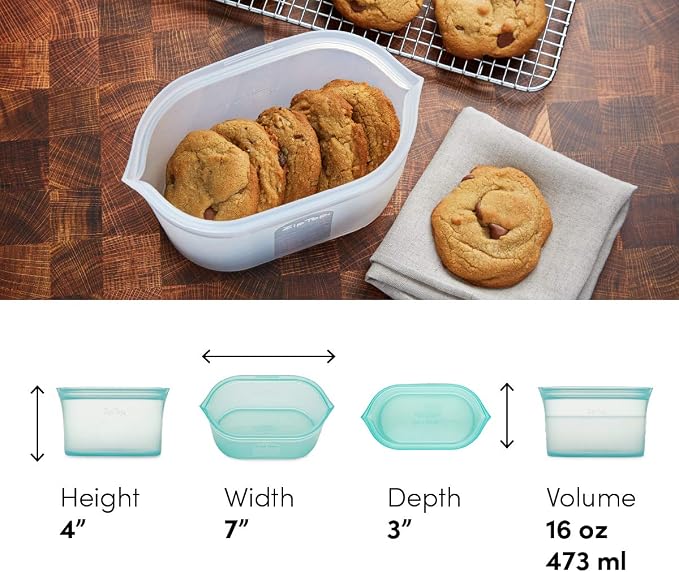 Zip Top Reusable Food Storage Bags | Small Dish [Lavender] | Silicone Meal Prep Container | Microwave, Dishwasher and Freezer Safe | Made in the USA - Image 4
