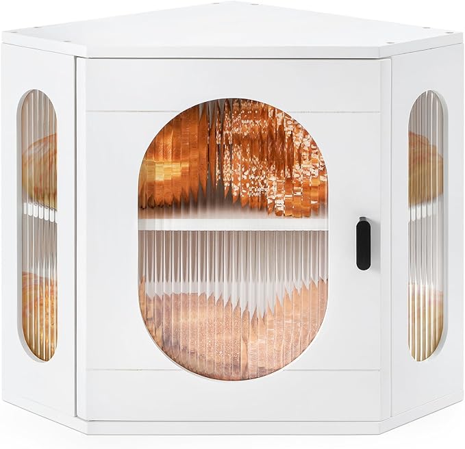 Sunhoo Bread Box for Kitchen Countertop Corner Bread Storage Wooden Breadbox Container 2 Layer Bread Holder Keeper Large Farmhouse Bread Bin Shelf for Homemade Pantry Vintage Acrylic Window (White) by Sunhoo