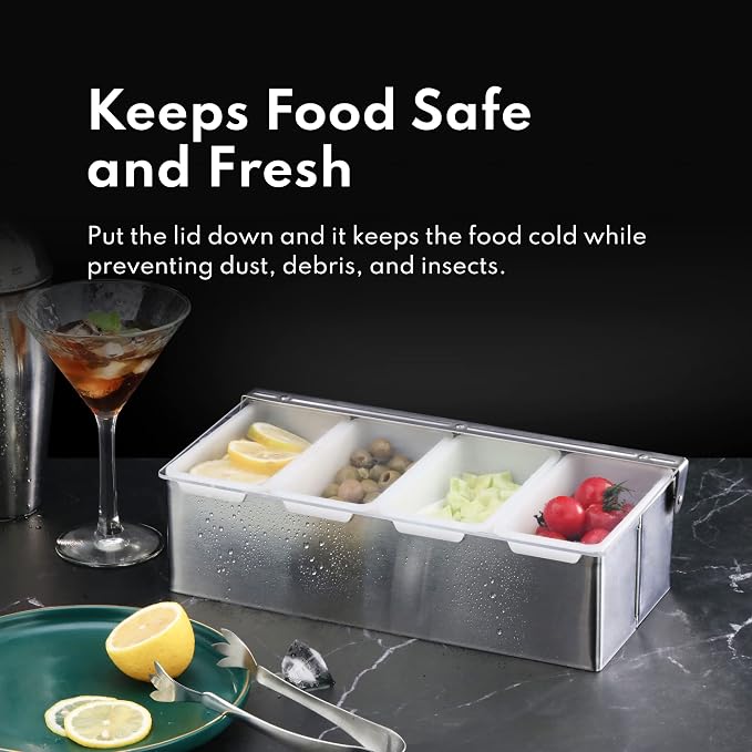 New Star Foodservice 48032 Stainless Steel Condiment Dispenser with 5 Compartments (No Ice Tray) - Image 5