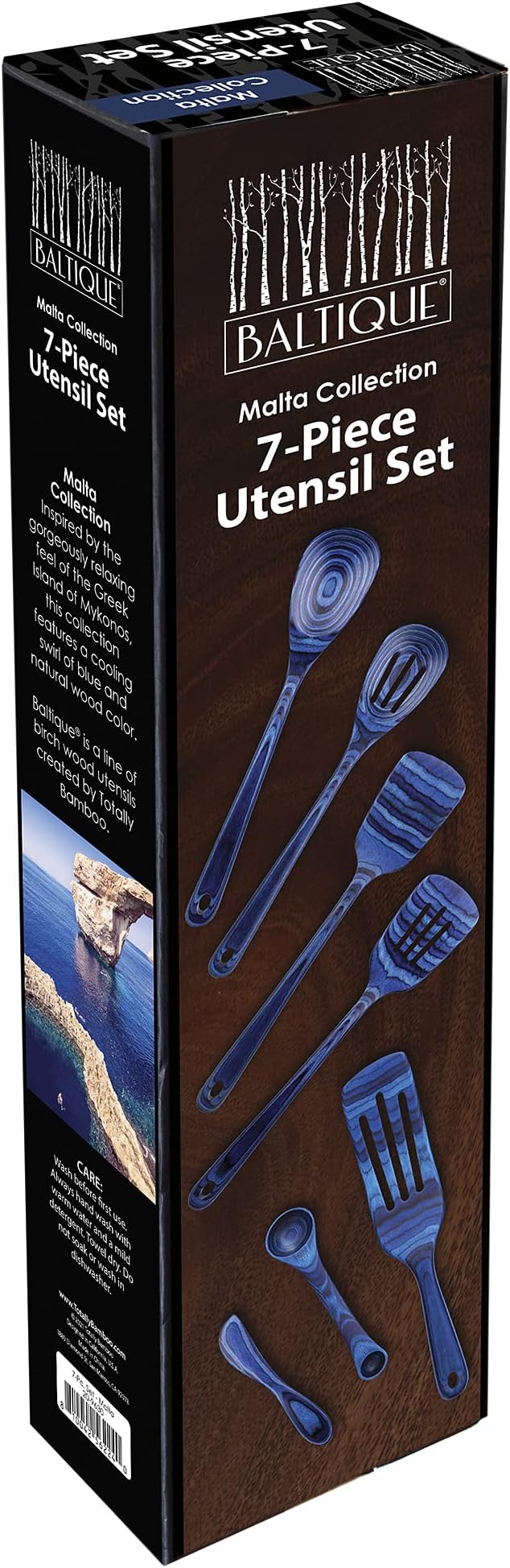 Totally Bamboo Baltique Malta Collection 7 Piece Cooking Utensil Set, Safe for Nonstick - Image 4