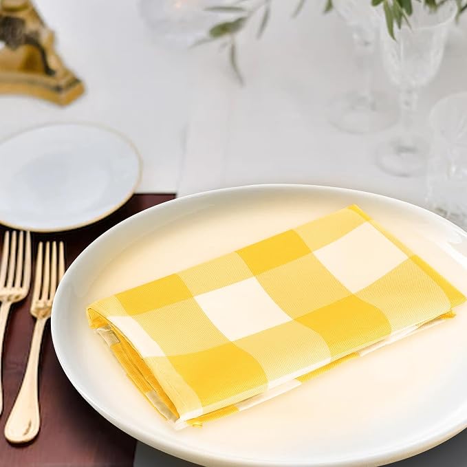 Buffalo Plaid Table Napkins Set of 50 Checkered Cloth Napkins 17x17 inch Washable Dinner Gingham Pattern Napkins Soft Napkins for Wedding Party Dining Banquet(Yellow and White) - Image 5