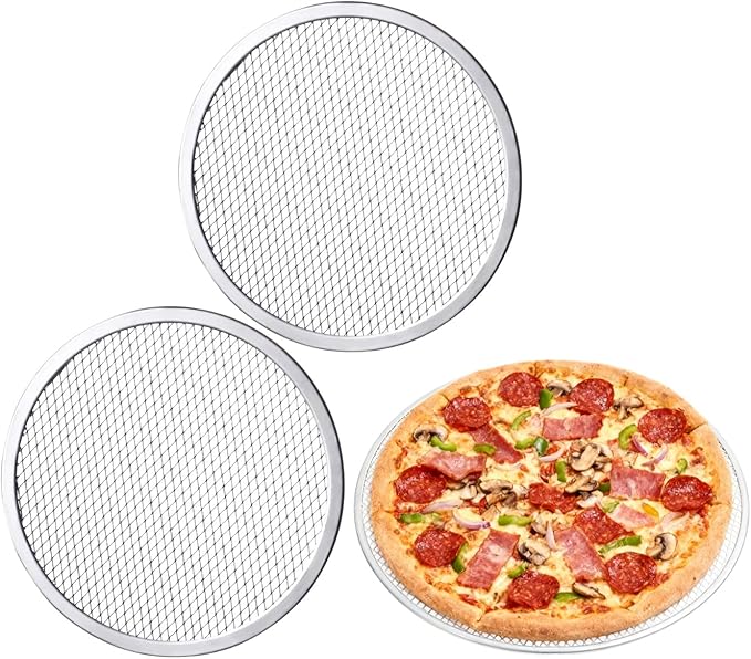 Astero Pizza Screen for Home Bakers & Professionals, Oven Baking Solutions | 18 Inch Perforated Aluminum Pizza Screen, Non-Stick Pizza Pan for Restaurants, Pizzerias, Commercial & Home Baking (3 Pack) by Astero