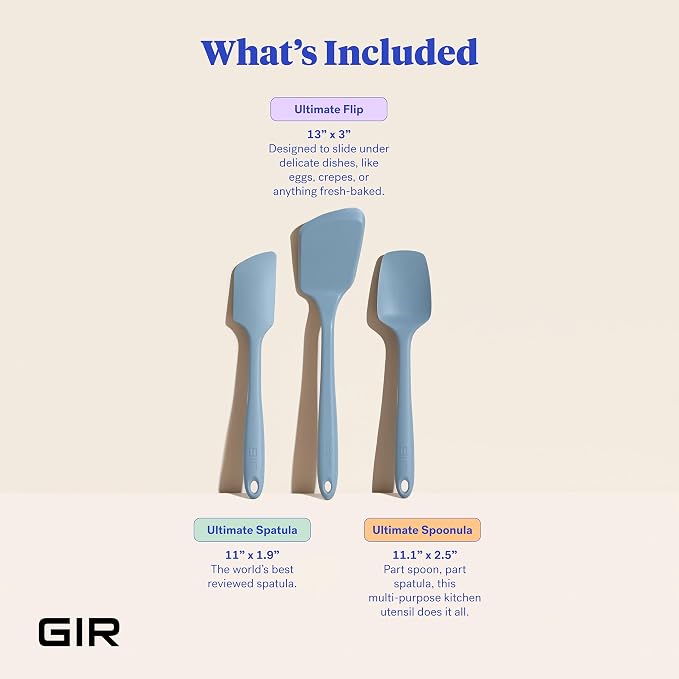 GIR: Get It Right 3-Piece Ultimate Silicone Kitchen Utensils Set - Spatula, Flip & Spoonula - Non-Toxic Cooking Utensils for Nonstick Cookware, Cooking and Baking - Slate - Image 2
