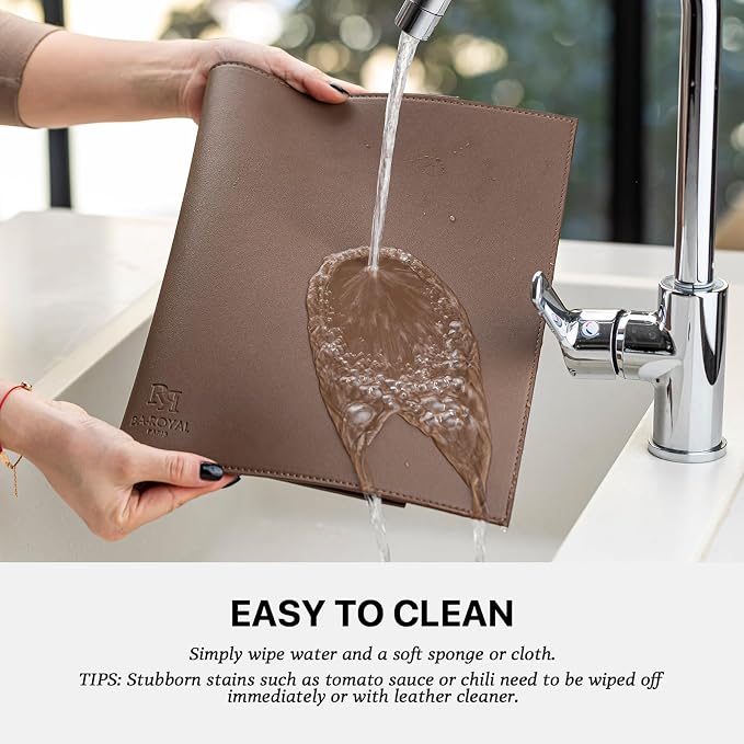 Baroyal Faux Leather Placemats Set of 4 Vinyl Washable Wipeable Table Mats for Kitchen Dining Table Heat Resistant Waterproof Modern Indoor/Outdoor Placemats Non-Slip Easy Clean Place Mats (Chocolat) - Image 4
