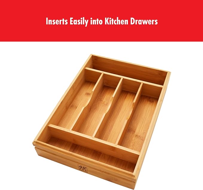 ZWILLING Bamboo Flatware Storage Tray, Kitchen Drawer Organizer for Utensils and Cutlery, Eco-Friendly Bamboo Design - Image 5
