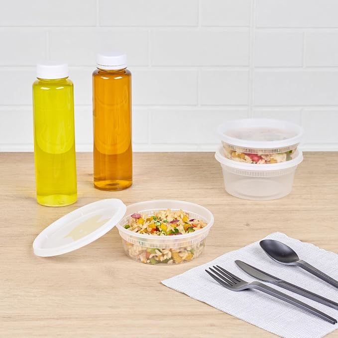 Restaurantware-Asporto 8 Ounce To Go Boxes, 25 Microwavable Round Soup Containers - Clear Plastic Lids Included, Do Not Contain BPA, Clear Plastic Catering Food Containers, Disposable - Image 3