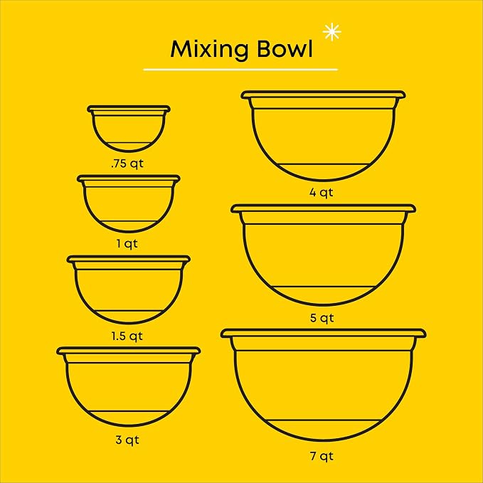 JoyJolt Stainless Steel Mixing Bowls with Airtight Lids, 7 Piece Nesting Bowls Set for Kitchen with Measurement Marks, Non-Slip Bottoms, Cooking, Baking, Prepping, Storage, 7/5/4/3/1.5/1/.75QT, Black - Image 2