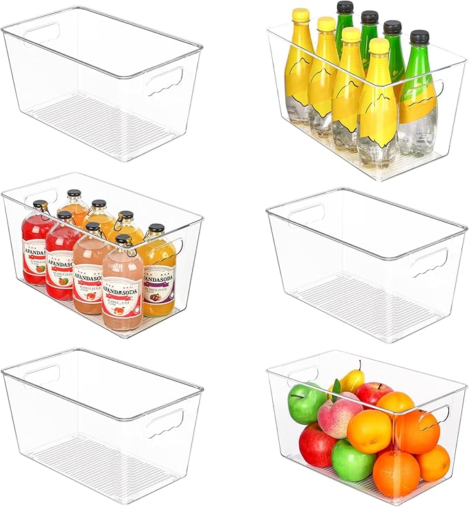 Vtopmart 6 Pack Clear Storage Bins, Pantry Storage Bins with Handle, XL | Plastic Pantry Organizer Containers for Kitchen, Refrigerator, Fridge, Cabinet, Countertops, Home Organization and Storage - Image 8