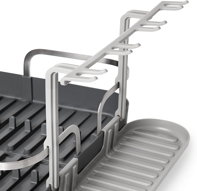 Umbra Holster Dish Rack– Molded Plastic Dish Drying Rack with Drainage Spout, Charcoal - Image 12