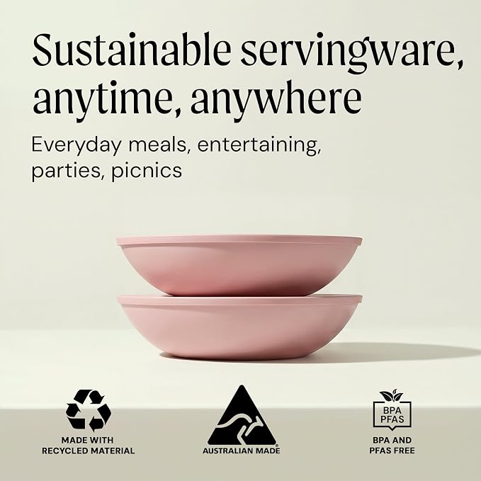 Large Serving Bowl with Lid - Certified Recycled Food-Safe Plastic, BPA-Free, Dishwasher, Microwave, Fridge and Freezer Safe | 4.96qt | Guava - Image 7