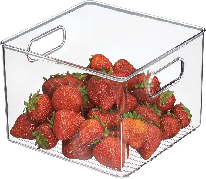 iDesign Pantry Storage Bin with Handles | Clear, For Kitchen Cabinets or Fridge, Made in USA by iDesign