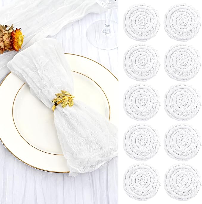 fani 60 Pack Gauze Cheesecloth Napkins, 20 x 20 in, White | Wrinkled Table Napkins, Soft Cotton, Rustic Decorative, Weddings, Party, Dinner Table, Everyday Use by fani