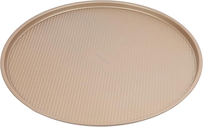 David Burke 14" Pizza Pan – Made from Carbon Steel with AirFlow Baking Technology, Oven Safe, PFTE & PFOA Free, Durable & Easy to Clean – Bronze by David+Burke
