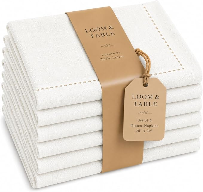 Maple White Napkins by Loom & Table – Elegant, Wrinkle-Resistant, Machine Washable – Luxury Napkin for Dining Room, Weddings, Dinner Parties, Holidays, Birthdays, or Everyday Use by LoomandTable