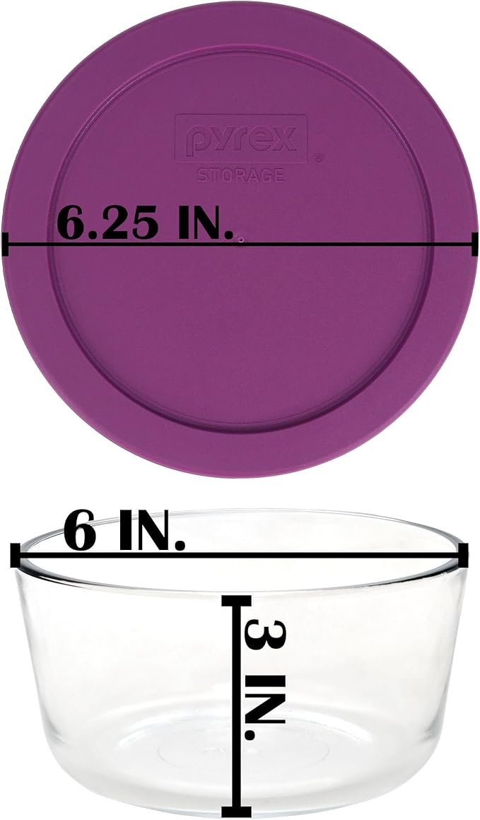 Pyrex 7201 (4-Cup) Glass Bowls with Thistle Lids (4 Pack) - Made in USA | 7201-PC | BPA-Free Plastic | Top-Rack Dishwasher Safe | Refrigerator And Freezer Safe | Stackable - Image 3